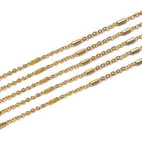 1 METER PKG. THIN CHAIN ANTI-TARNISH Gold PLATED JEWELRY MAKING LOOSE CHAIN.