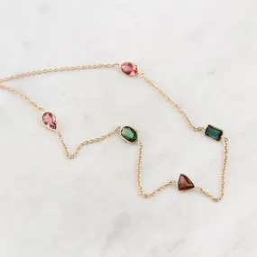 14k Gold Multicolor Tourmaline Necklace