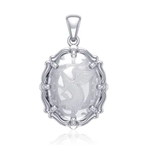 Beyond the dragons fierce presence -  Sterling Silver Pendant with Genuine White Quartz TPD5122