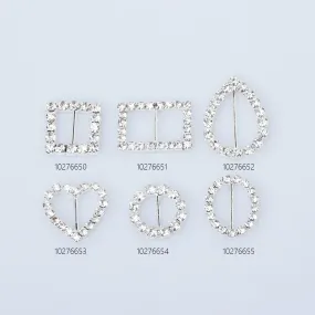 Bling Metal Rhinestone Buckle Sliders Square/Rectangle/teardrop/Heart/Round/Oval shape ribbon sliders DIY Jewelry 10pcs 102766