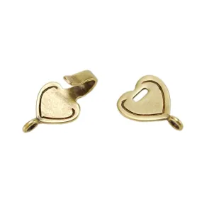 Bronze Plate Hook & Eye Clasp - Mini Flat Heart 28.9mm x 10.8mm - 1 Set