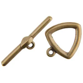 Bronze Plate Toggle Clasp - Plain Triangle 19mm x 28.5mm - 1 Set