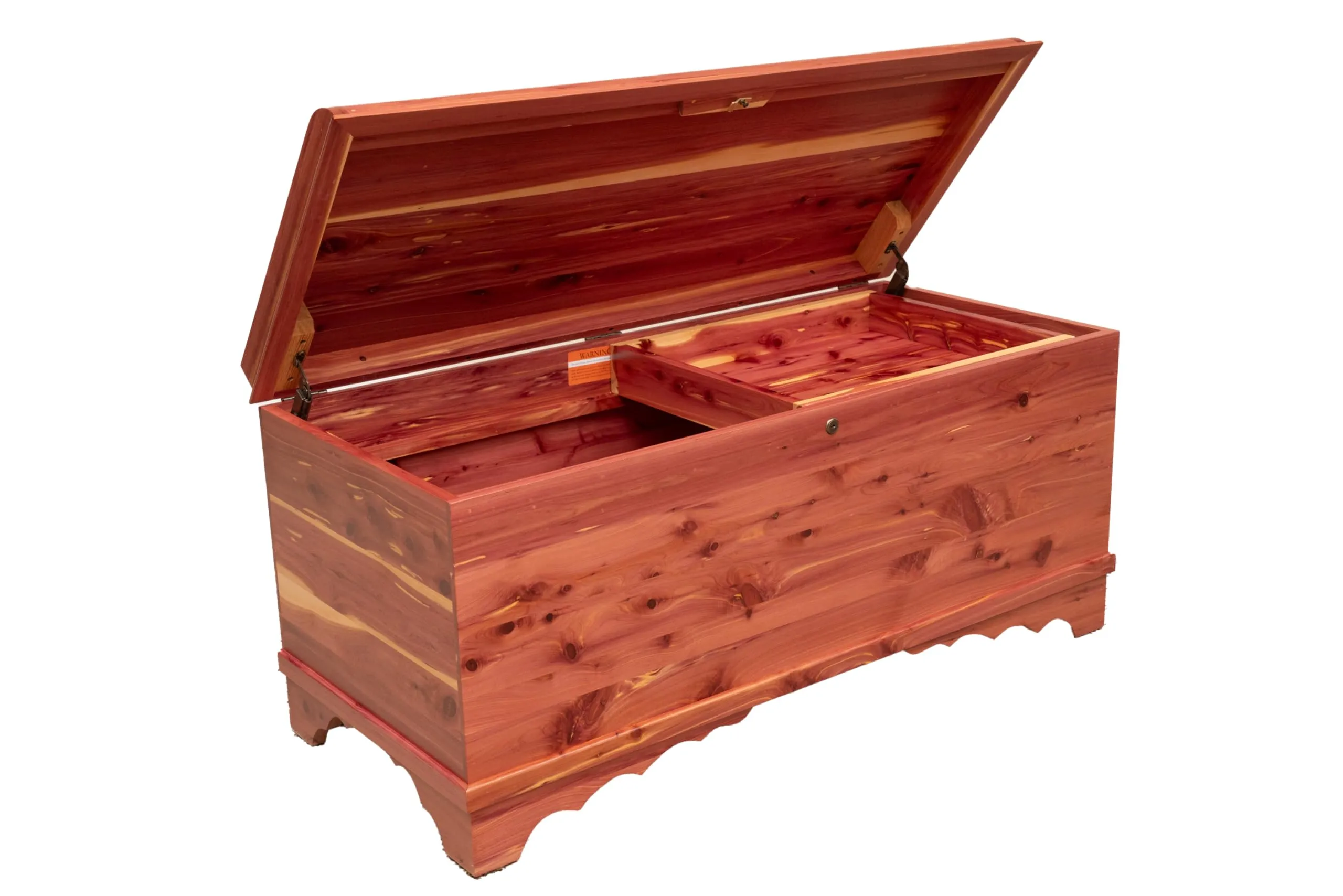 Cedar Hope Chest with Waterfall Top – Amish Cedar Chest w/ Anti-Slam Hinges – Hope Chest with lock – Blanket Chest - Trunks for Blankets (Cedar Wood, Natural Stain, 36 Long, with Tray)