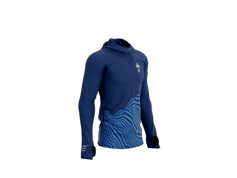 Compessport Men's Ultra-Trail 180g Racing Hoodie - UTMB 2022 - BLUE