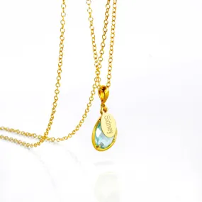 December Birthstone & Name Necklace : Blue Quartz