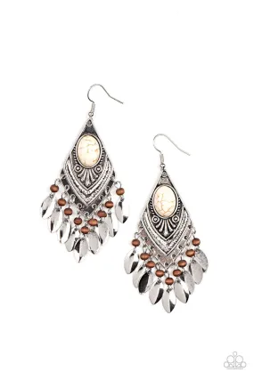 Earthy Etiquette White Stone Earrings - Paparazzi Accessories