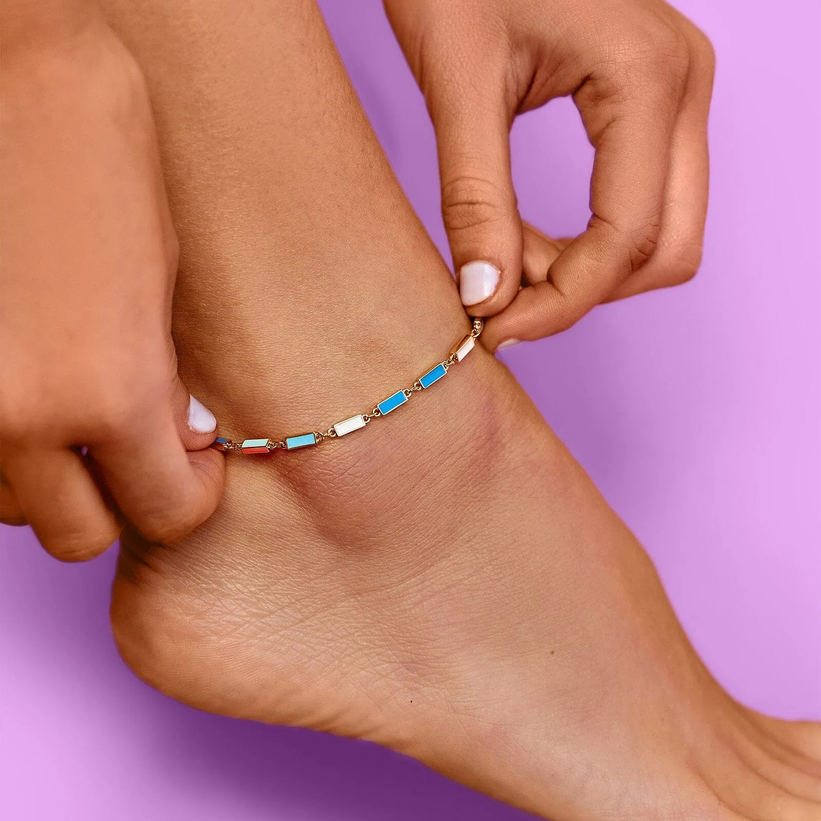 Enamel Bar Chain Anklet