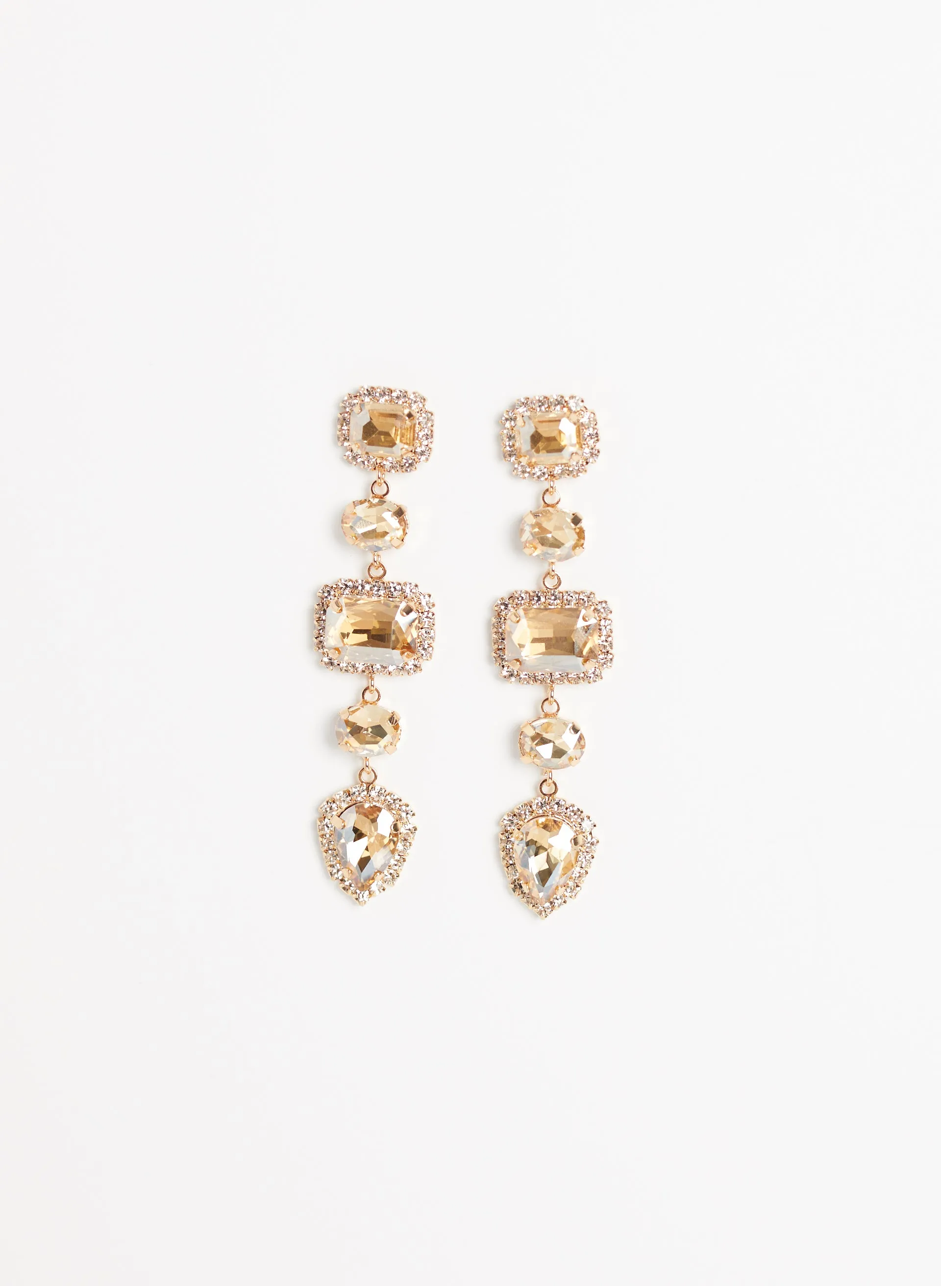 Five Tier Crystal Dangle Earrings