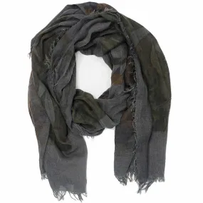 Floral & Animal Print Scarf - Dark Grey