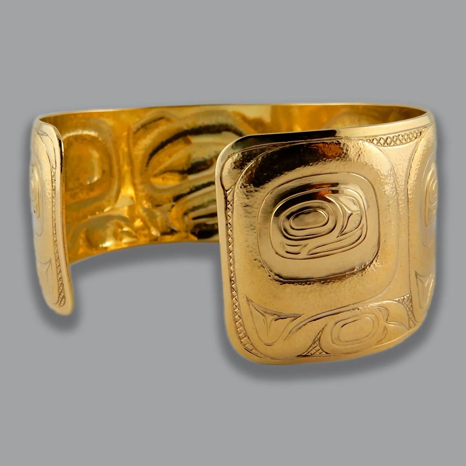 Gold Haida Bear Repoussé Bracelet