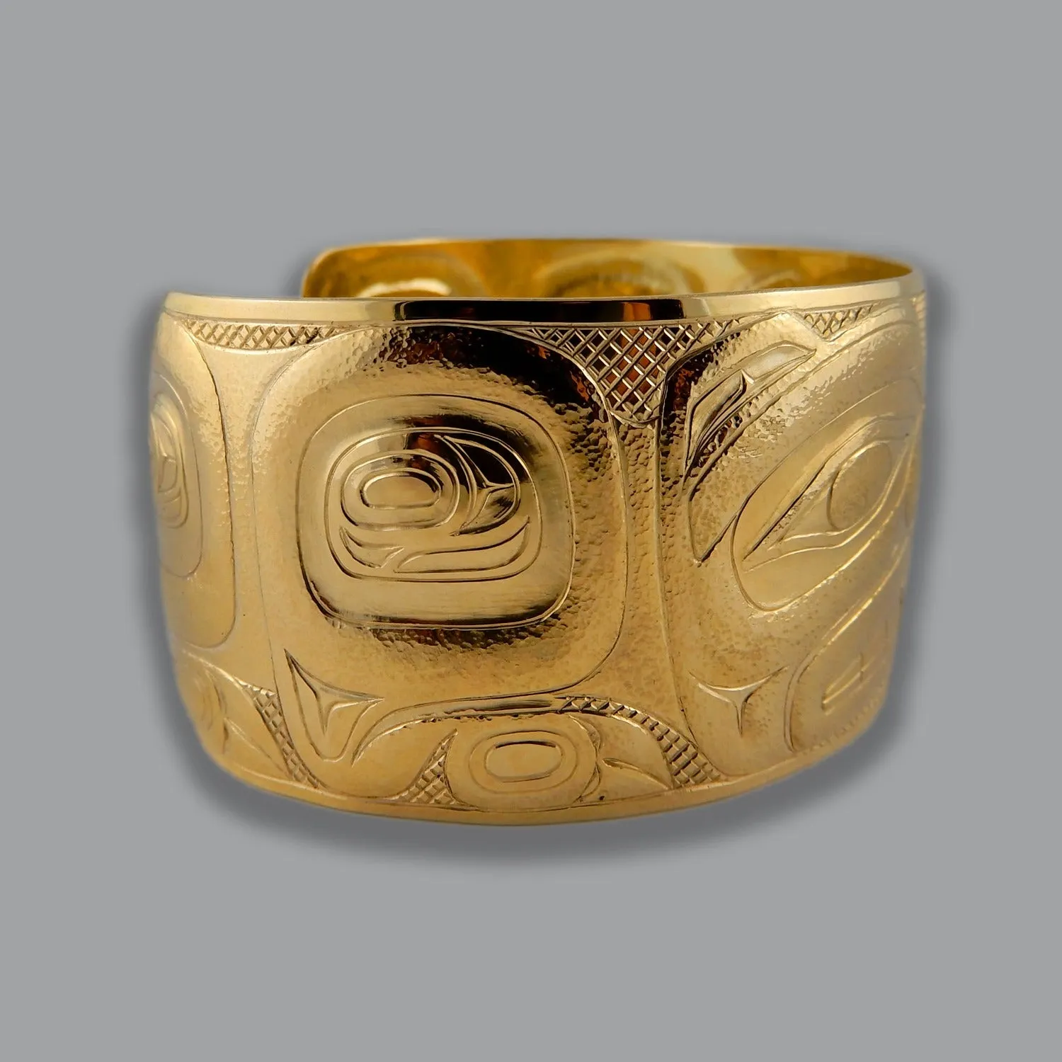 Gold Haida Bear Repoussé Bracelet