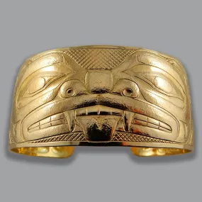 Gold Haida Bear Repoussé Bracelet