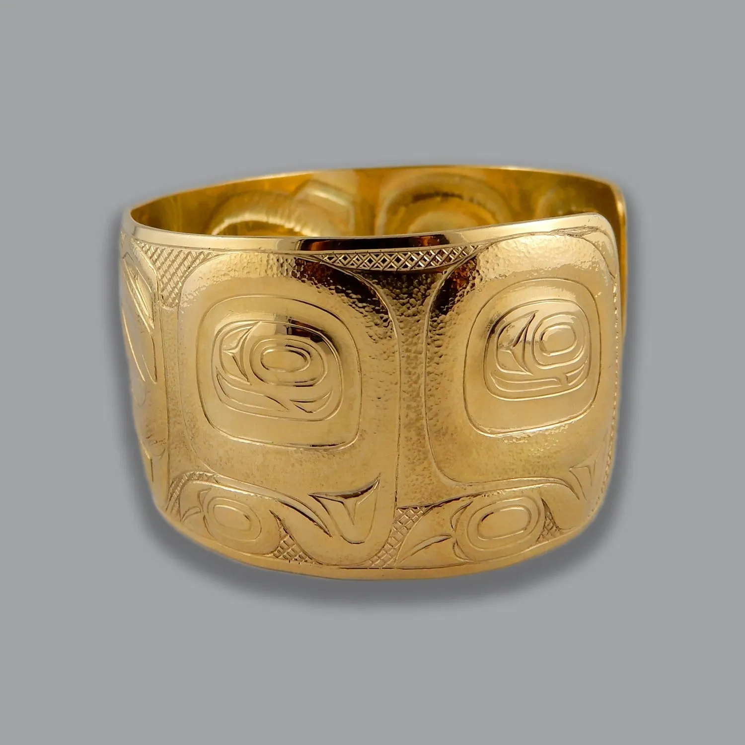 Gold Haida Bear Repoussé Bracelet