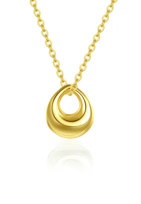 Lara Teardrop Engravable Oval Pendant Chain Minimalist Necklace