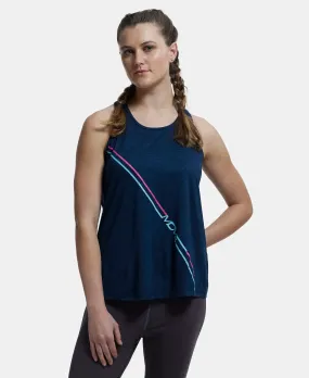 Microfiber Fabric Graphic Printed Racerback Styled Tank Top - Cosmic Sapphire