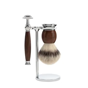 MUHLE Sophist, Ironwood, Shaving Set, Safety Razor & Silvertip Fibre Shaving Brush