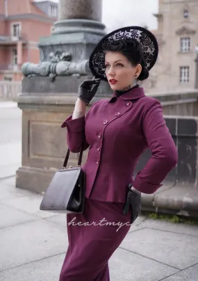 Mya - 1950s vintage pencil suit curve neckline