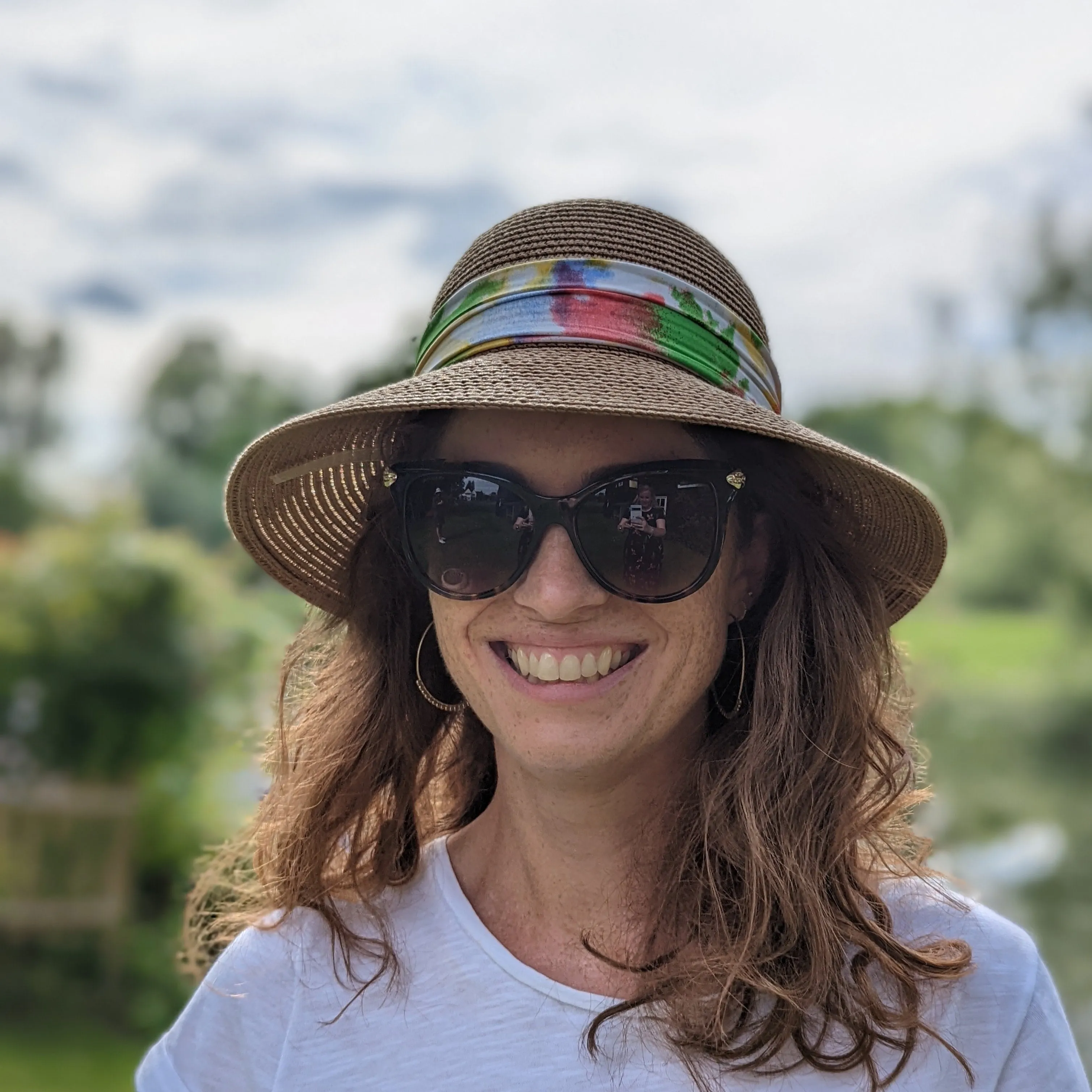 Natural Bow Hat with Multicoloured Ribbon