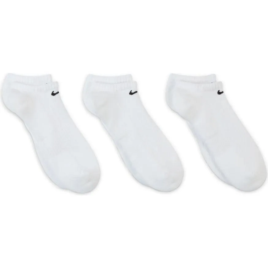 NIKE EVERYDAY CUSHIONED TRAINING WHITE NO-SHOW SOCKS (3 PAIRS)