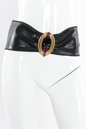 Oval Crystal Leather Sash Belt