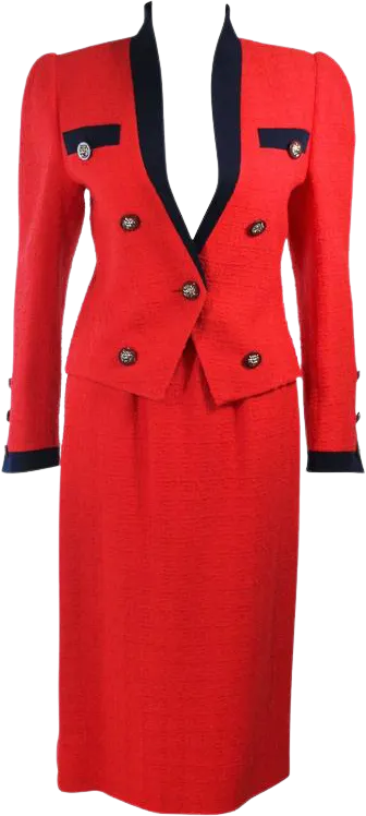 "The Butler" Jane Fonda Black and Red Boucle Skirt Suit by Akris