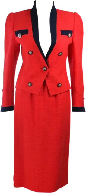 "The Butler" Jane Fonda Black and Red Boucle Skirt Suit by Akris