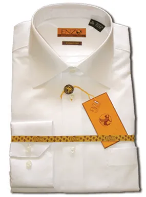 Solid White Cotton Barrel Cuff Dress Shirt